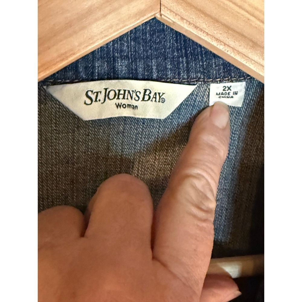 St Johns Bay Woman Denim‎ Blazer Jacket Medium Wash Plus Size 2X - Picture 3 of 3